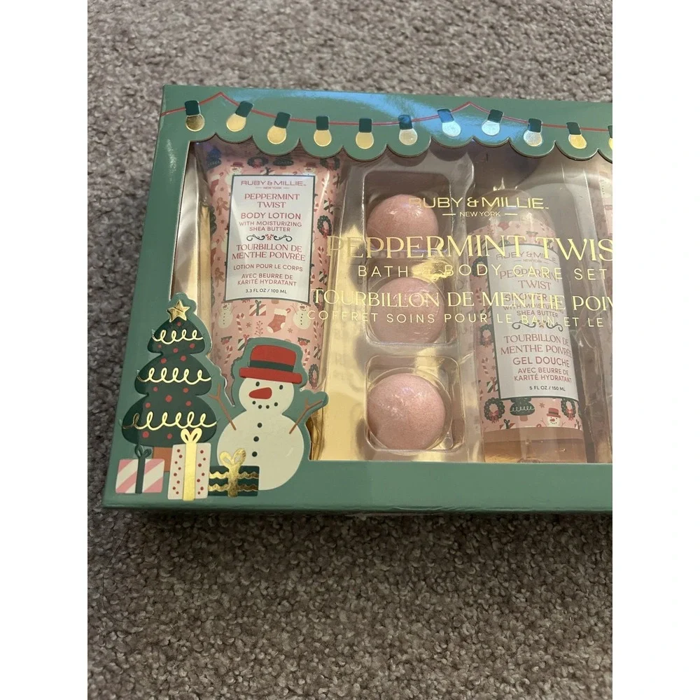Ruby &‎ Millie Peppermint Twist Bath & Body Care Set Womens OS Green New Holiday
